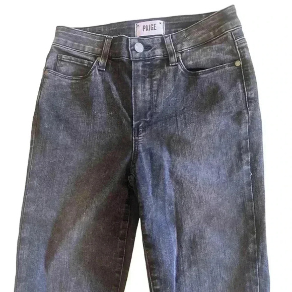 Paige Hoxton Ankle Faded Black Cotton Jeans - Picture 3 of 8